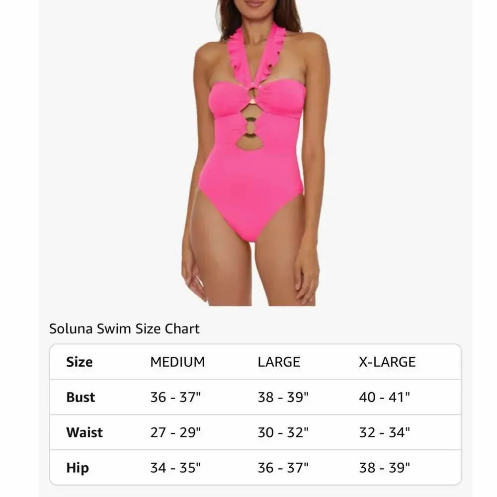 Soluna Swim Standard Buckle Up One Piece Bandeau Swimsuit Size XL